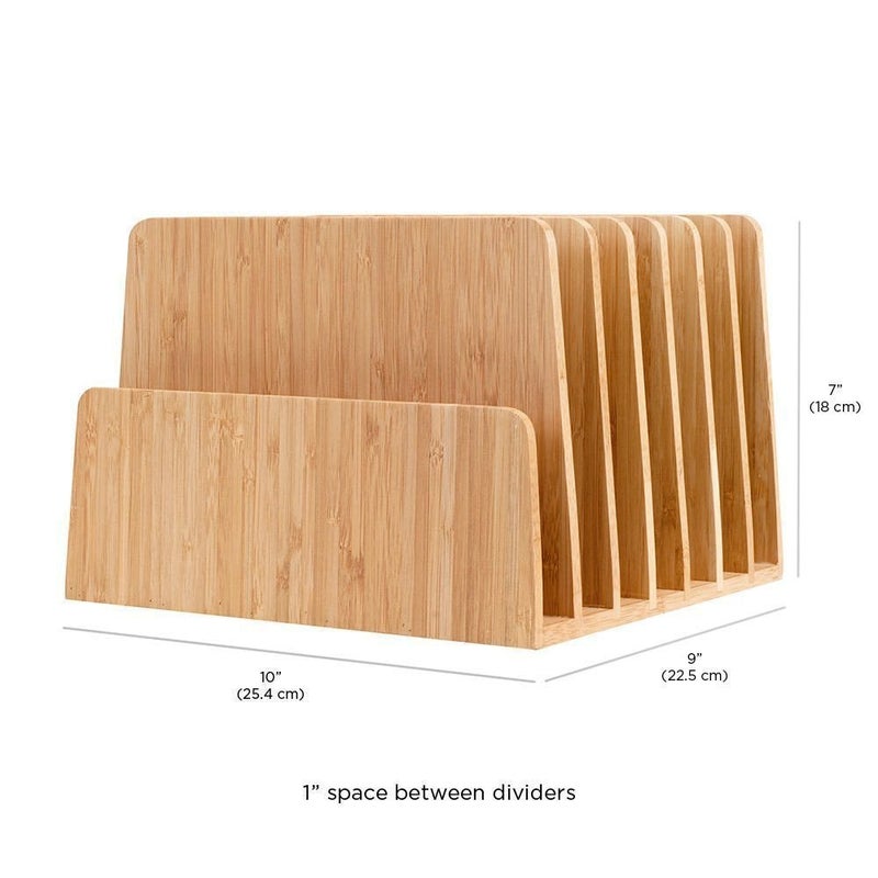 MobileVision Bamboo Desktop File Folder Organizer and Paper Tray, 7 Slots - Image 2